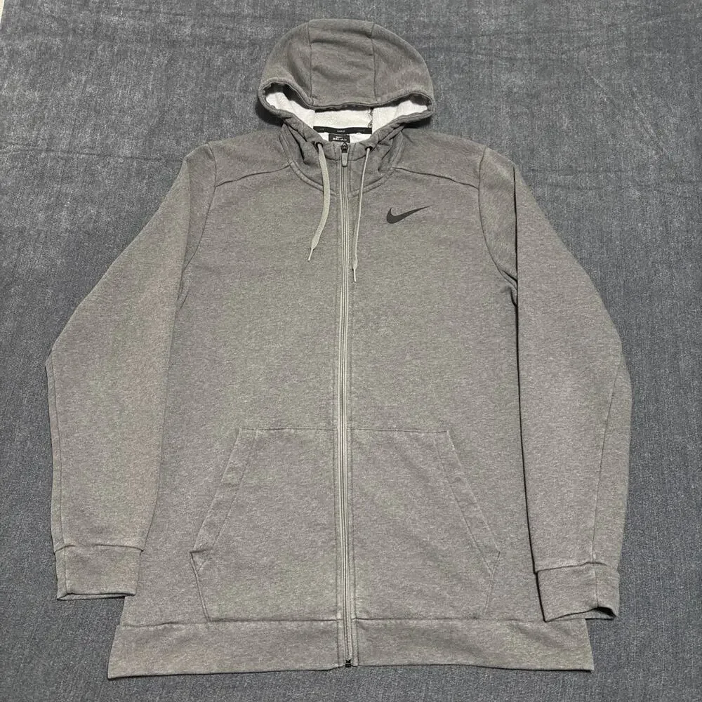Nike Dri-FIT Full Zip Hoodie Gray Men’s Size Large Tall Athletic Sweatshirt